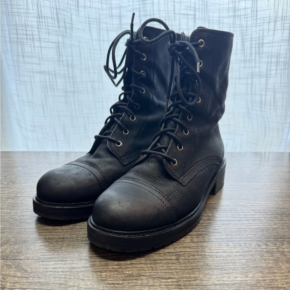 All Saints Leather Black Lace-Up Women's Boots